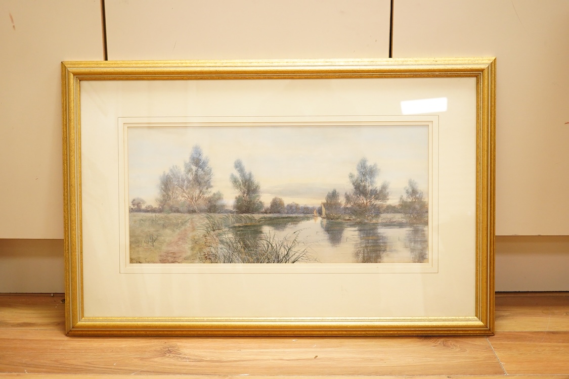 Frederick Gordon Fraser (1879-1931), A tranquil river landscape, signed lower left, watercolour, 24 x 51cm